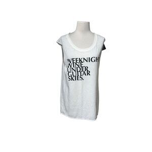 Chaser NWT Weeknight Wine Under Guitar Stars White Tank Top Size M